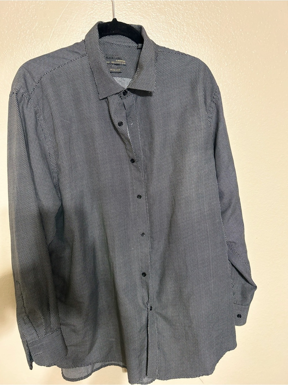 Navy Microdot Long-Sleeve Dress Shirt